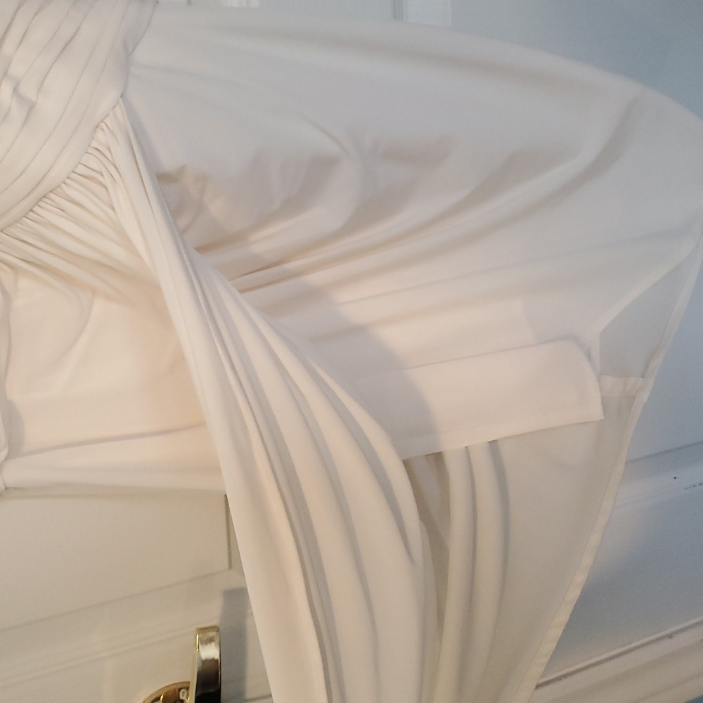 BCBGMaxAzria One-Shoulder Cream Ruched Dress - Picture 6 of 9
